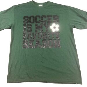 Delta-Dri Mens Soccer Is‎ My Favorite Season T-Shirt M Green Graphic Tee